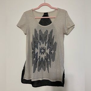 Daytrip Sheer Back Embellished Front T-Shirt
